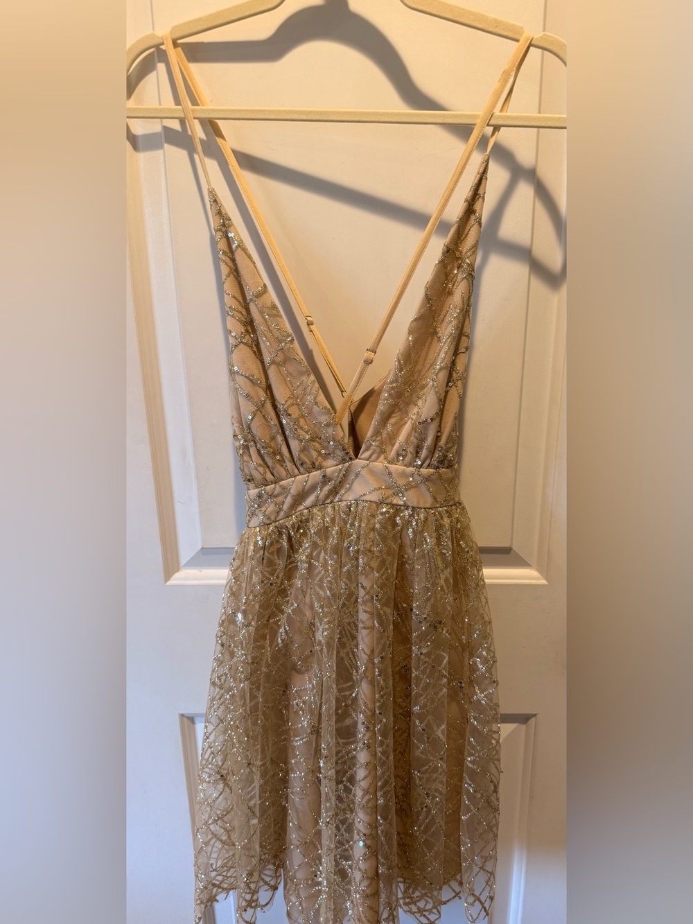 Luxxel Gold Sequin Sparkly Baby Doll Cocktail Dress – Size Medium